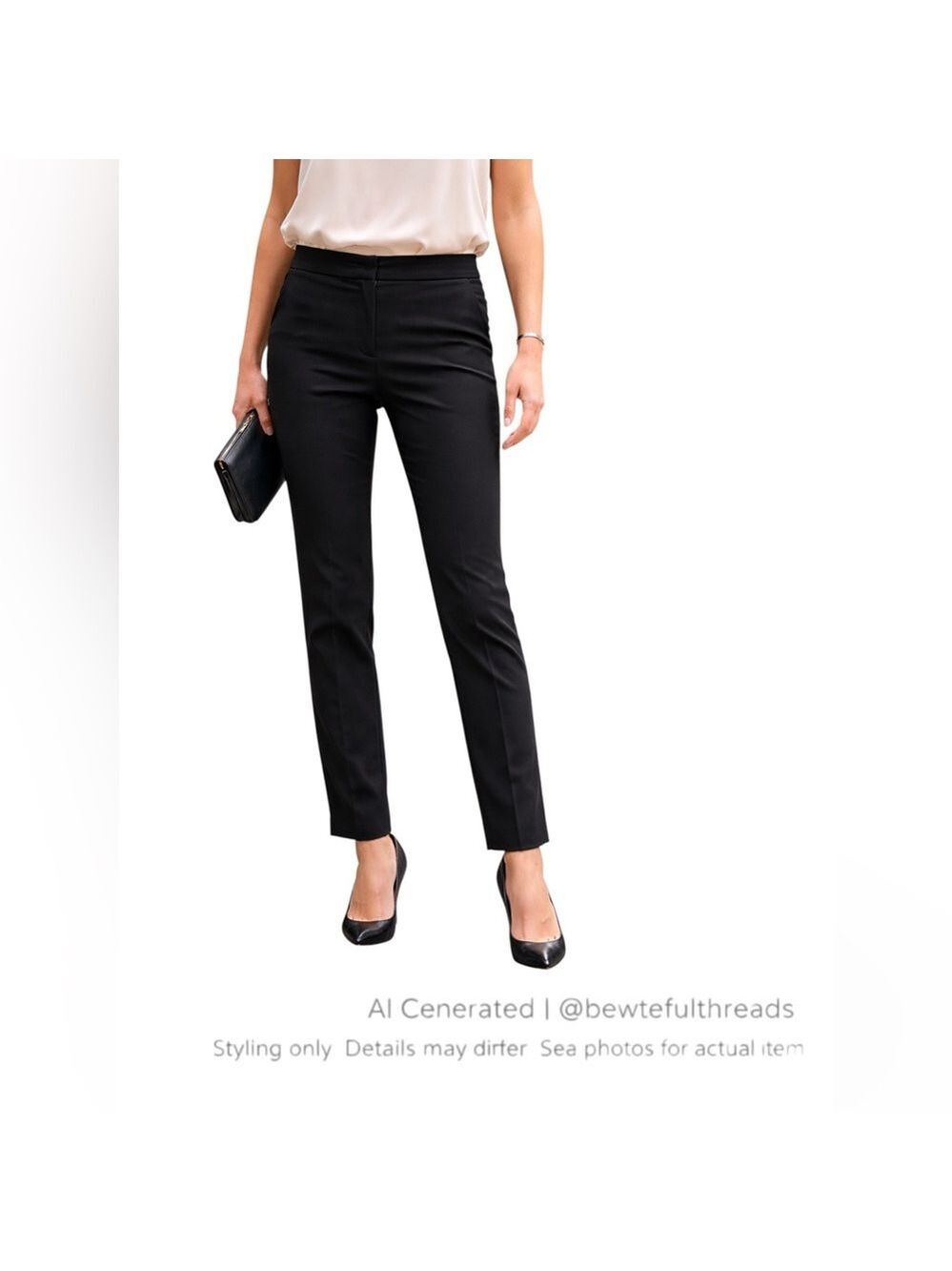 Vince Black Italian Stretch Slim Ankle Trousers Size 6 Tailored Pants